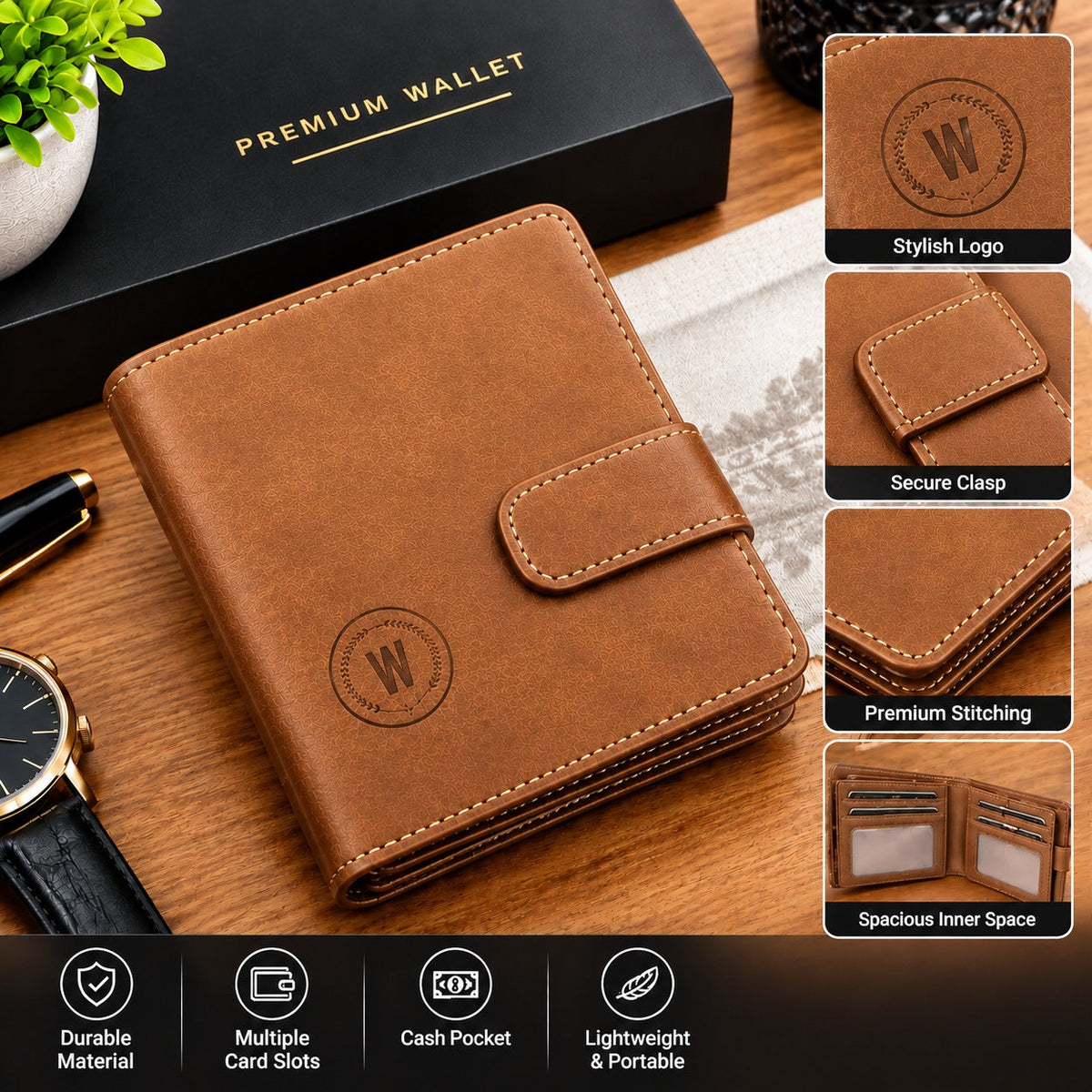 M-Design Soft Leather Bifold Wallet for Men