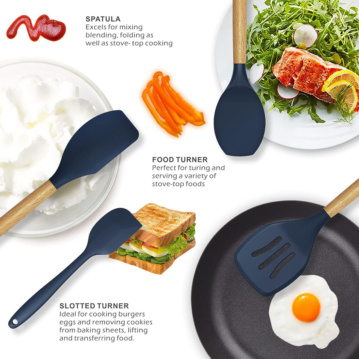 12 Pcs Silicone Cooking Utensils Kitchen Utensil Set