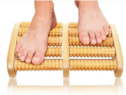 Wooden Foot Roller Massager – Manual Reflexology Therapy Tool for Pain Relief, Stress Relief & Foot Care | Natural Wood Foot Massage Roller