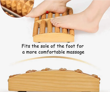 Wooden Foot Roller Massager – Manual Reflexology Therapy Tool for Pain Relief, Stress Relief & Foot Care | Natural Wood Foot Massage Roller